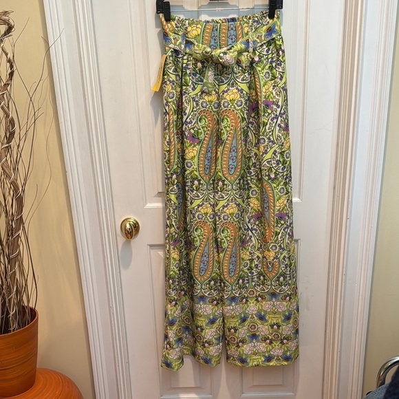 NWT Colorful Paisley Wide-Leg Pants made in Italy - Picture 1 of 9